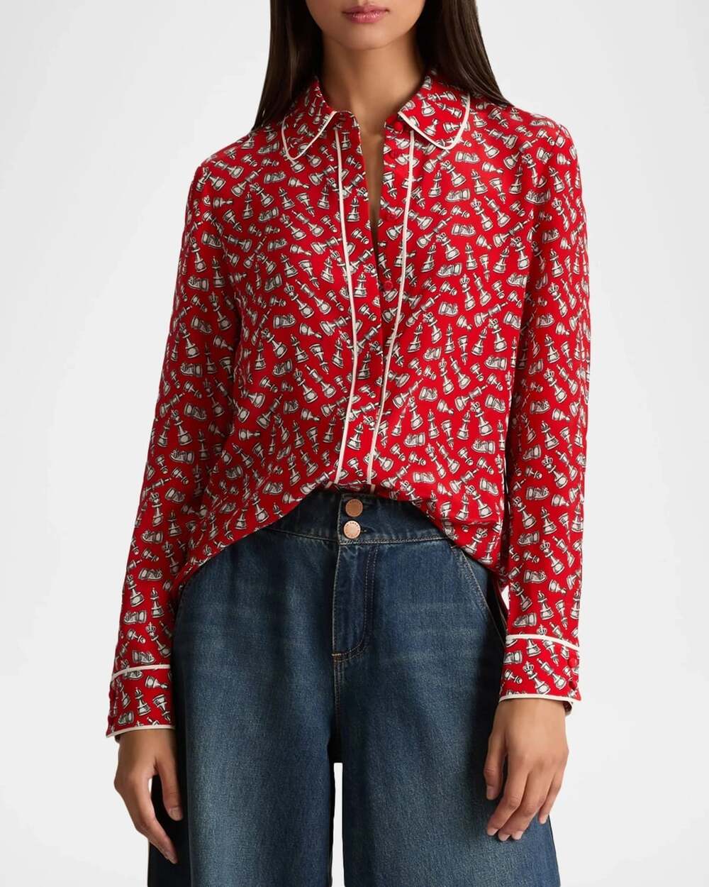 Alice + Olivia Willa Queening Silk Blouse Small NWT $395